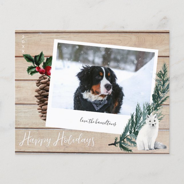 Happy Holidays Wood, Dog & Instant Foto Flyer (Vorne)