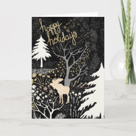 Happy Holidays Woodland Elche Ferienkarte Karte