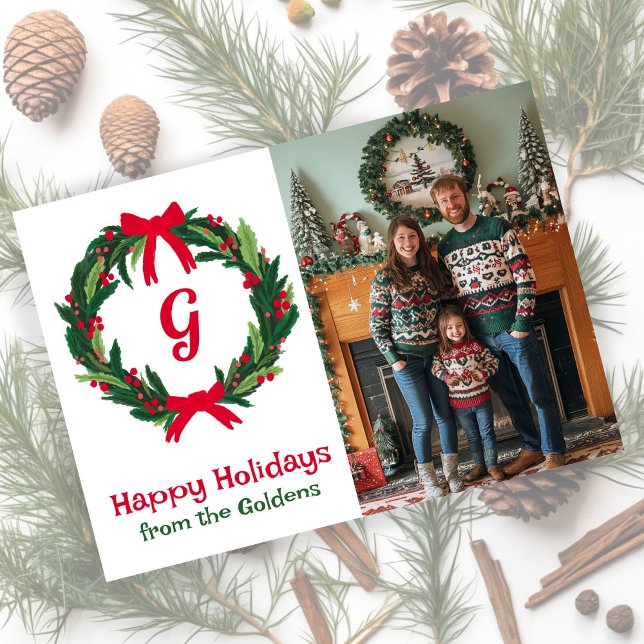 Happy Holidays Wreath CUSTOM FOTO Weihnachten (Happy Holidays Wreath CUSTOM PHOTO Christmas Holiday Card
)