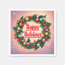 Happy Holidays Wreath farbenfroher Weihnachtsschne