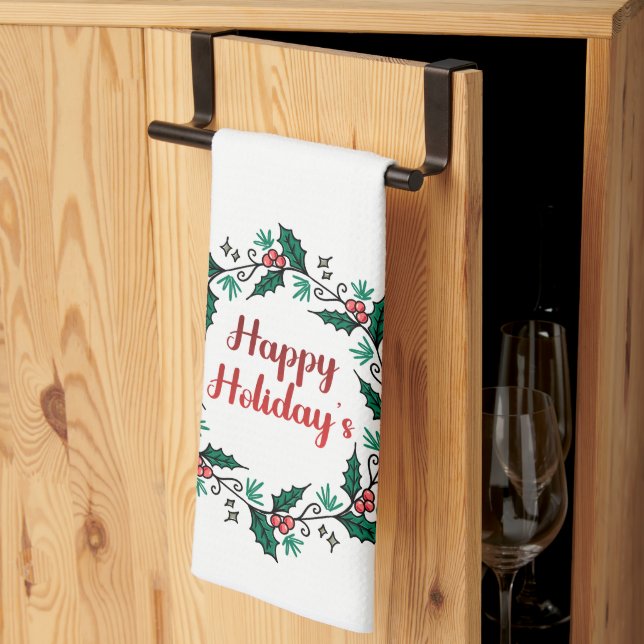 Happy Holiday's Wreath Kitchen Towels Geschirrtuch (Drittel gefaltet)
