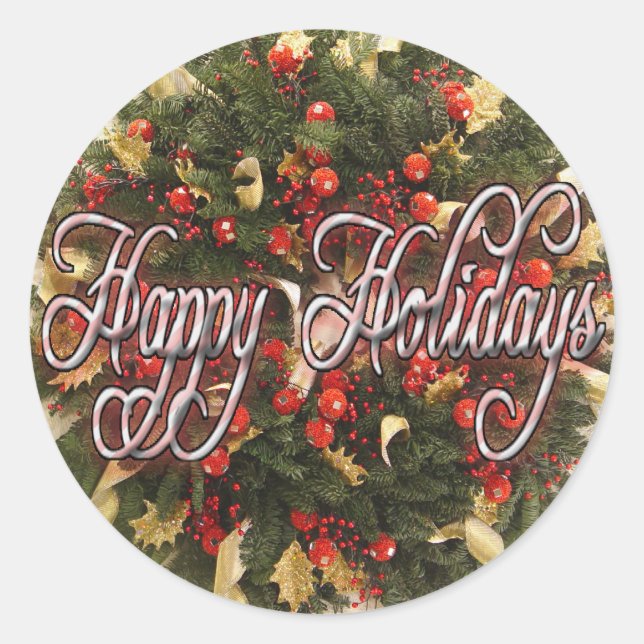 HAPPY HOLIDAYS WREATH STICKER (Vorderseite)