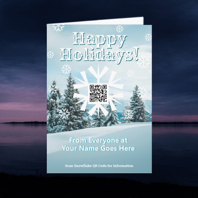 Happy Holidays Xmas Card Snowflake mit QR Code Karte (Von Creator hochgeladen)