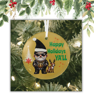 Happy Holidays Ya'll Gangsta Xmas auf Gold   Ornament Aus Glas