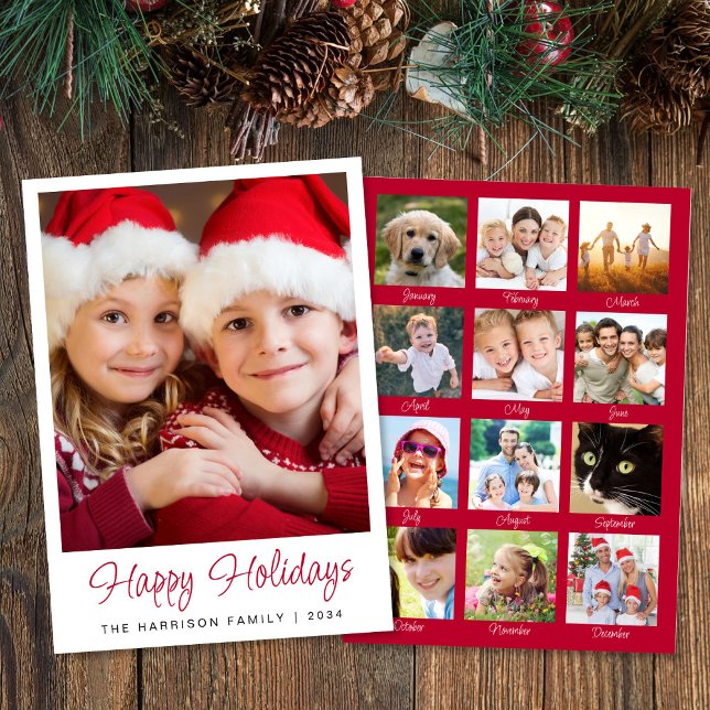 Happy Holidays Year in Review Foto Weihnachten (This holiday season, let your family's smiles and memories shine on our year in review photo card)
