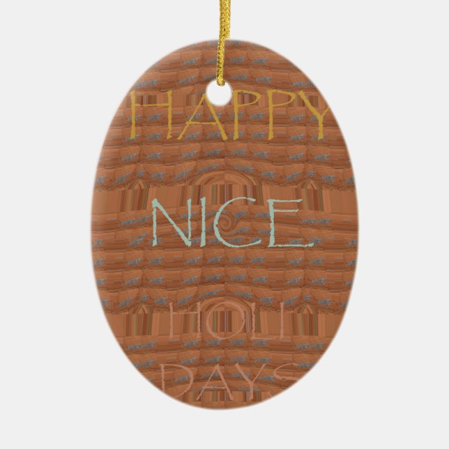 Happy Holidays Zebra Kunstdruckerei Keramik Ornament (Vorne)