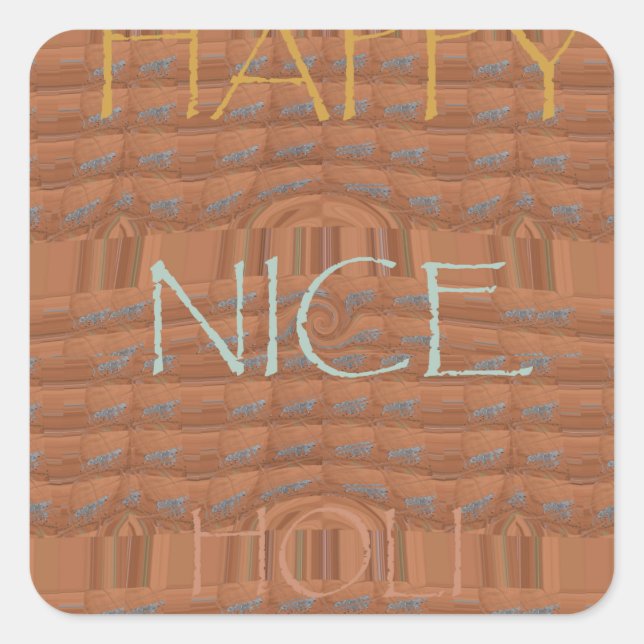 Happy Holidays Zebra Kunstdruckerei Quadratischer Aufkleber (Vorderseite)