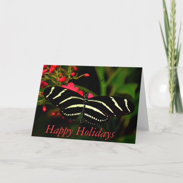 Happy Holidays Zebra Long Wing Feiertagskarte (Vorderseite)