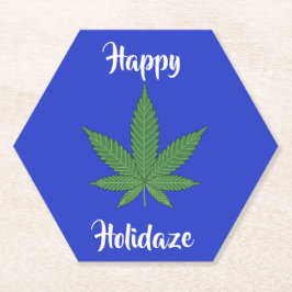 Happy Holidaze Weed Leaf Urlaub Personalisiert Untersetzer
