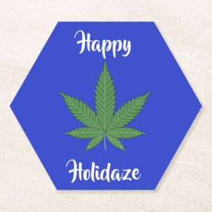 Happy Holidaze Weed Leaf Urlaub Personalisiert Untersetzer