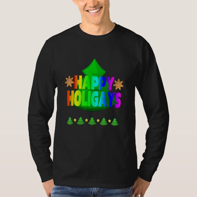 Happy Holigay Balls Gay Christmas Lgbt Gay T-Shirt (Vorderseite)