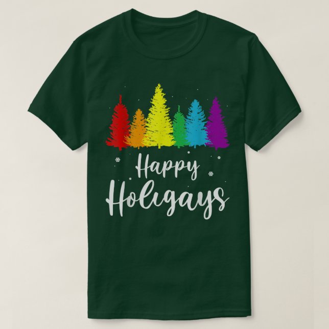 Happy Holigays Rainbow Weihnachten Pride LGBT Gay  T-Shirt (Design vorne)