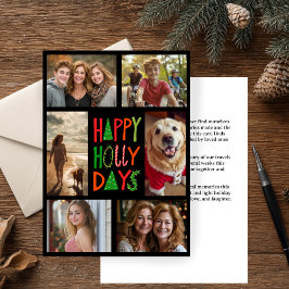 HAPPY HOLLY DAYS HandGezeichnet CUSTOM 6 FOTO Xmas Feiertagskarte