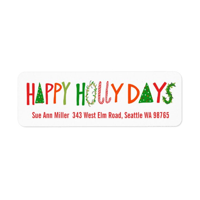 HAPPY HOLLY DAYS Holiday Christmas CUSTOM address (Vorne)