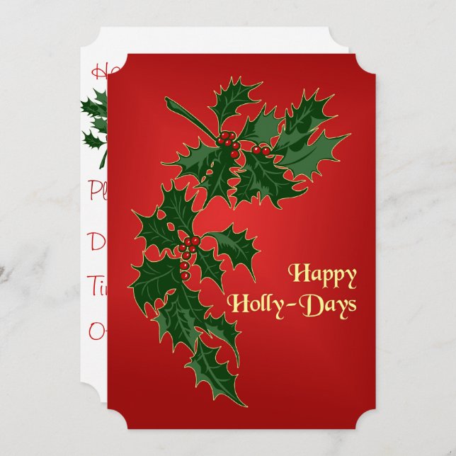 Happy Holly Days Party Einladung (Vorne/Hinten)