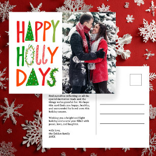 HAPPY HOLLY DAYS Urlaub Weihnachten Weihnachten Postkarte