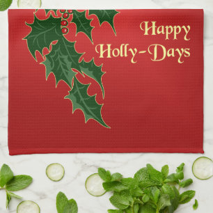 Happy Holly Days Weihnachtsküche Handtuch