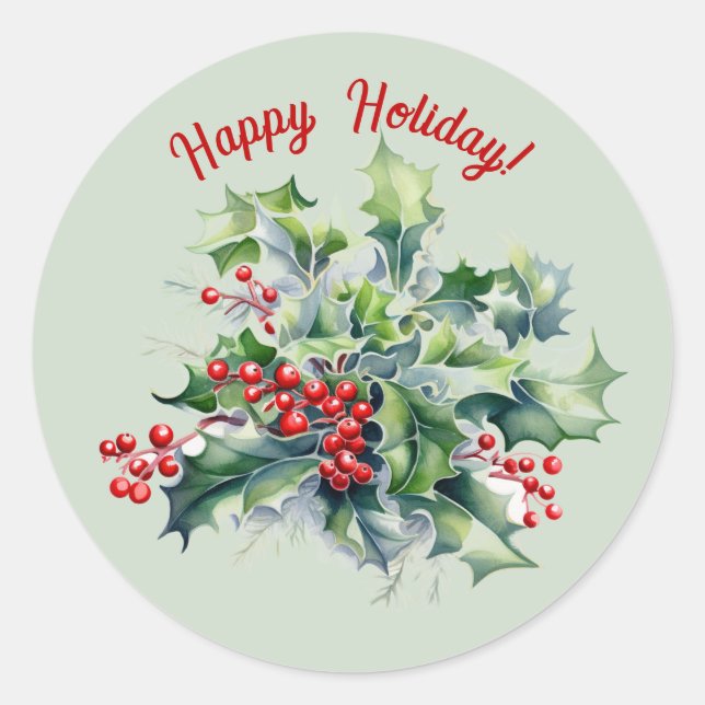 Happy Holly Holiday Sticker (Vorderseite)