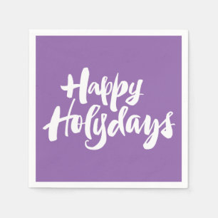 Happy Holy Days Feiertage Weihnachten Lila Serviette