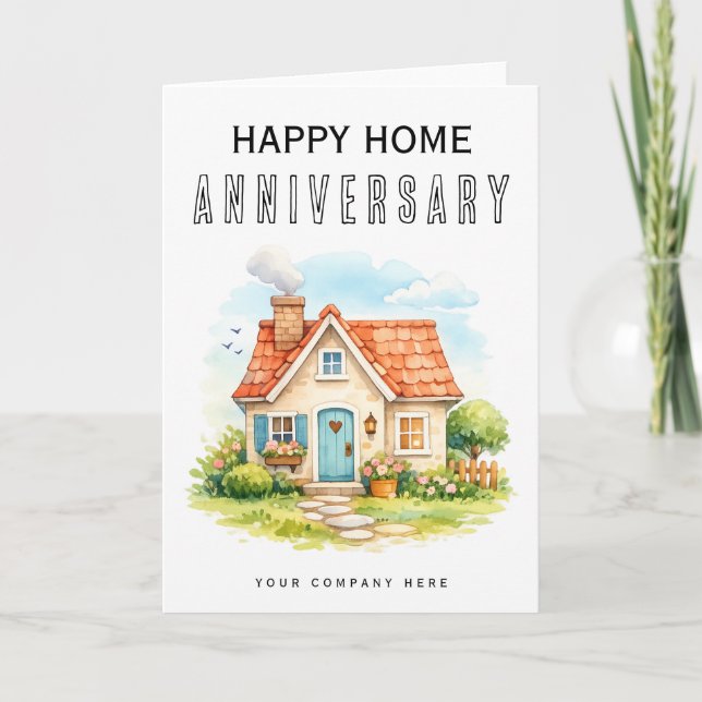 Happy Home Anniversary Colorful Watercolor Karte (Vorderseite)
