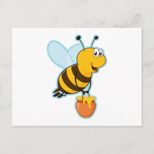 Happy Honey Bee & Honey Pot Postkarte