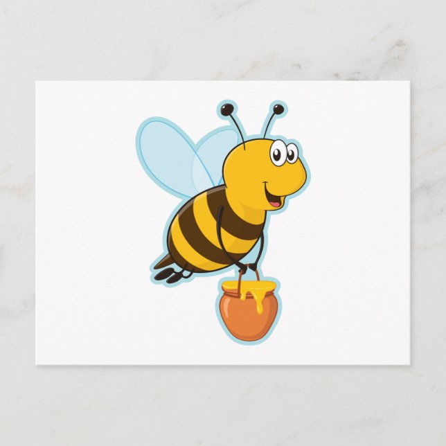 Happy Honey Bee & Honey Pot Postkarte (Vorderseite)