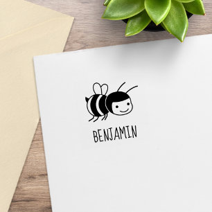Happy Honey Bee Individuelle Name 1x1 Gummistempel