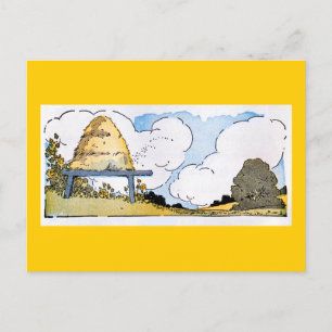 Happy Honeybee Hive Vintag Art Postkarte
