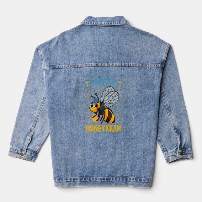 Happy Honeykka Funny Hanukka Honey Bee Gift Jeansjacke (Rückseite)