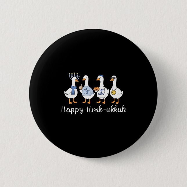 Happy Honk-ukkah Hanukkah Silly Goose Women Men Ki Button (Vorderseite)
