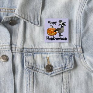 Happy Honk-ween Funny Canada Goose Halloween Button