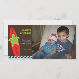 Happy Honu Surfing Weihnachtsfotokarte Feiertagskarte