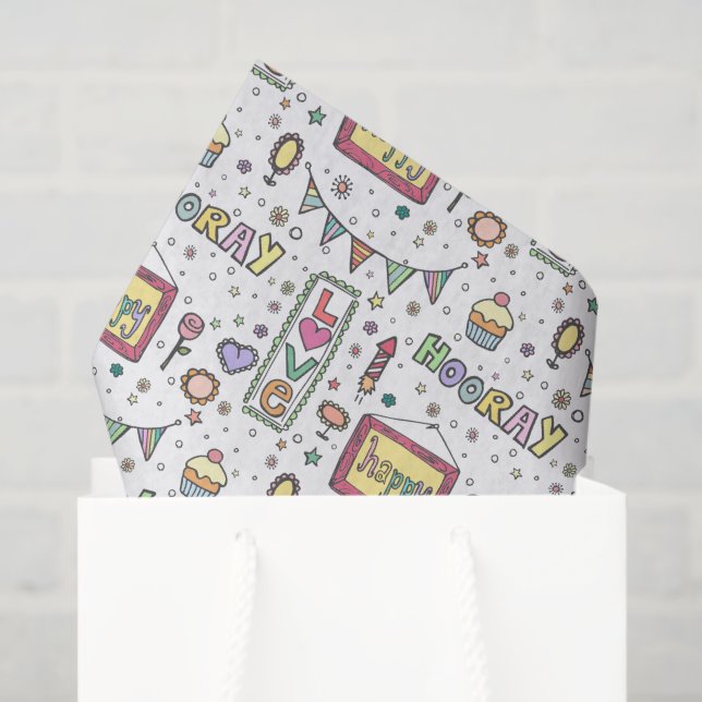 Happy Hooray Party Original Birthday Pattern Gift Seidenpapier (Geschenktüte)