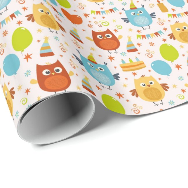 Happy Hoot Birthday Geschenkpapier (Rolleneckpunkt)