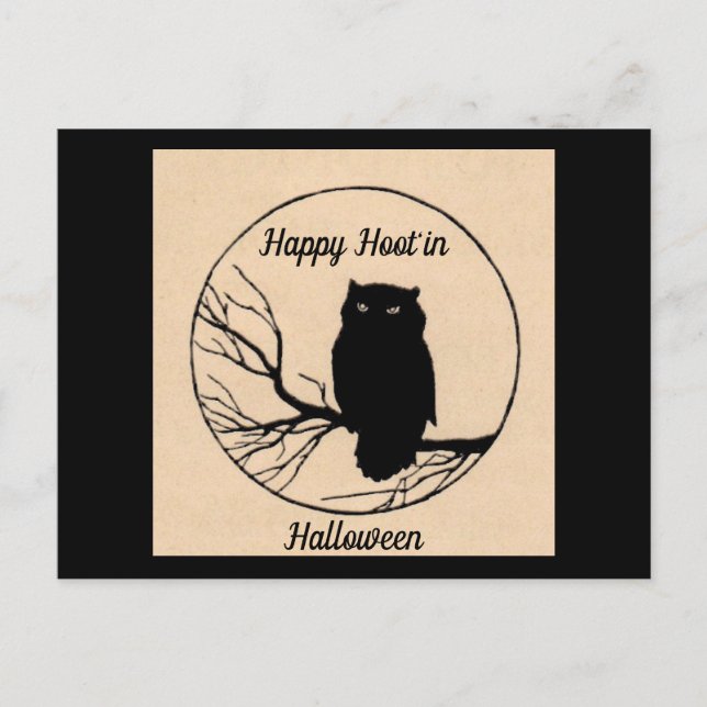 Happy Hoot'in Halloween Postkarte (Vorderseite)