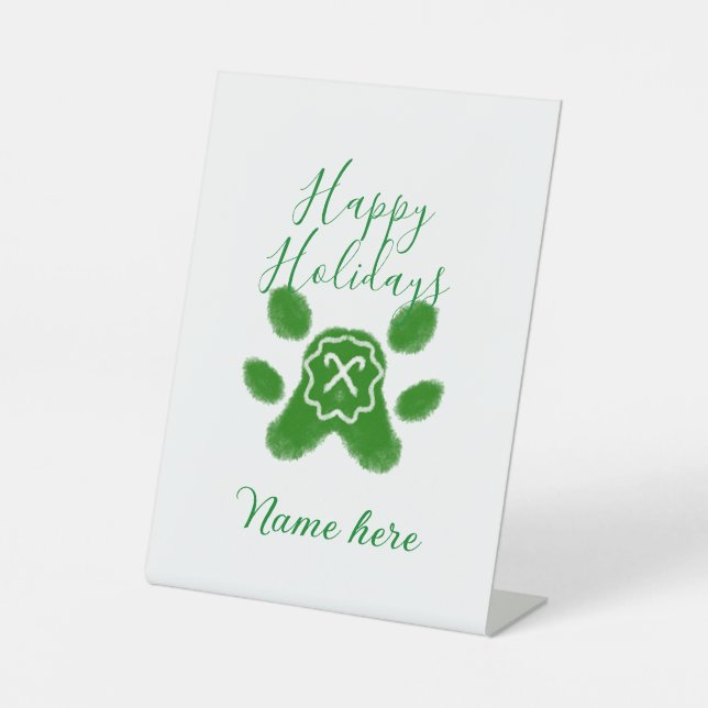 Happy Hop Hund Pfoten Candy Stock Tier Sockelschild (Vorderseite)