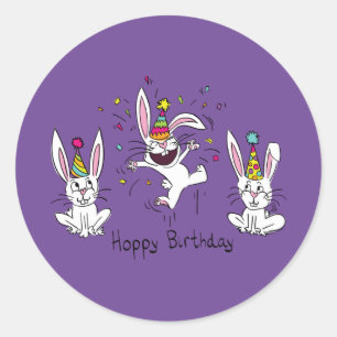 Happy Hoppy Birthday Bunny Rabbits Stickers