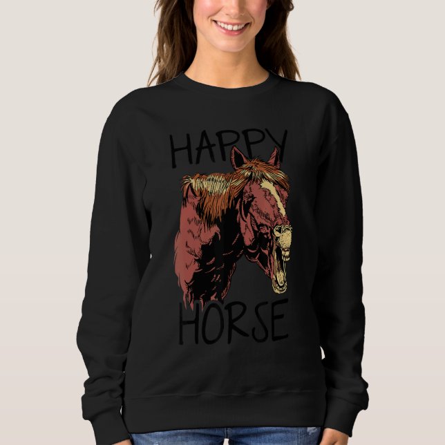 Happy Horse Graphic Horse Lover Equestrian Rider H Sweatshirt (Vorderseite)
