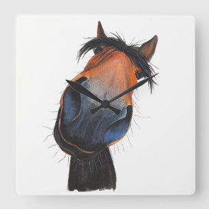Happy Horse 'Happy Dave' by Shirley MacArthur Quadratische Wanduhr