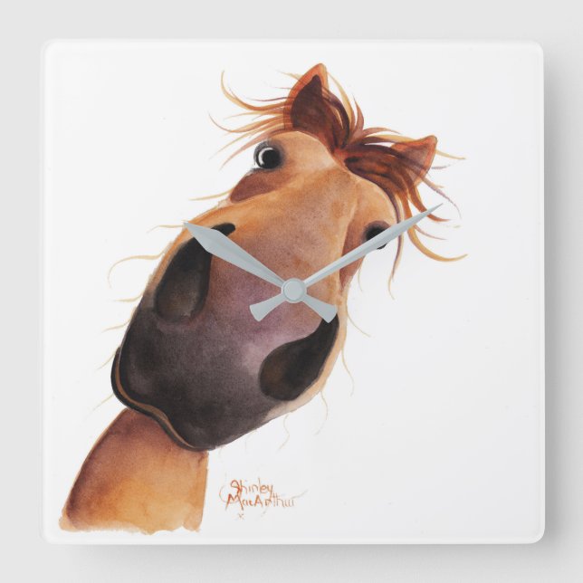 Happy Horse ' MAD MAX ' auf einer Wall Clock Quadratische Wanduhr (Vorderseite)