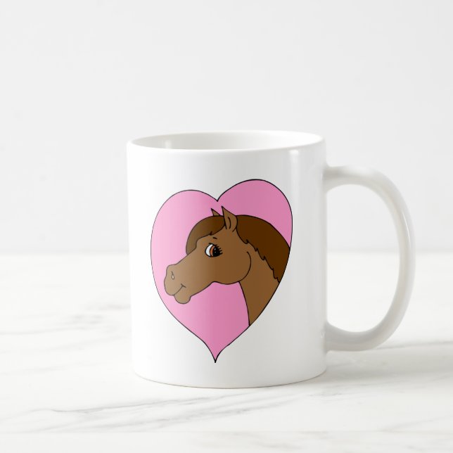 Happy Horse Pink Heart Pony Liebe Equine Thema Kaffeetasse (Rechts)
