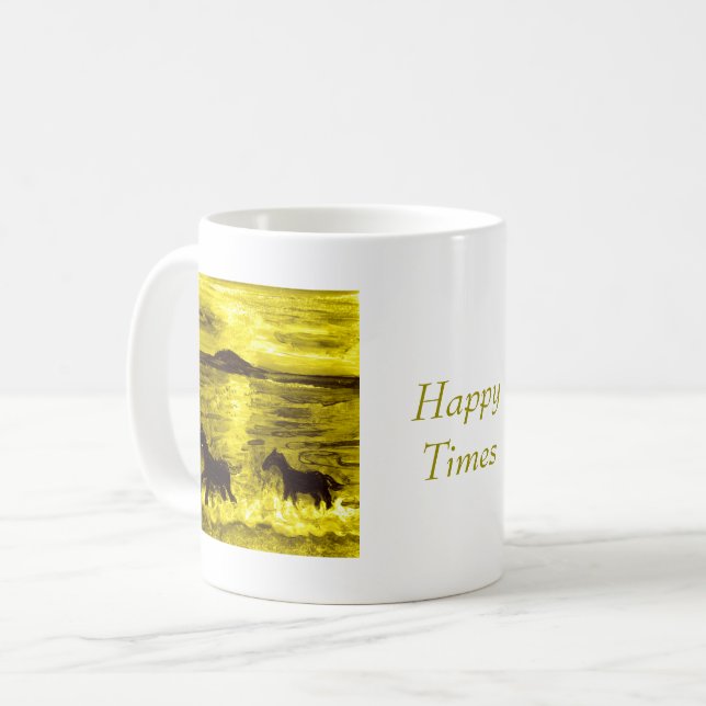 Happy Horses Golden Seaside Custom Tasse (Vorderseite Links)