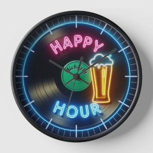 Happy Hour Bar Clock Neon Beer Individuelle Name M Uhr