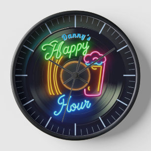 Happy Hour Bar Clock Neon Beer Individuelle Name M Uhr