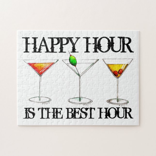 Happy Hour Cocktails Cosmo Martini Manhattan Drink Puzzle (Horizontal)