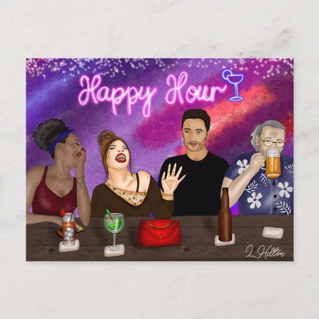 Happy Hour | Digitale Kunst Postkarte (Vorderseite)