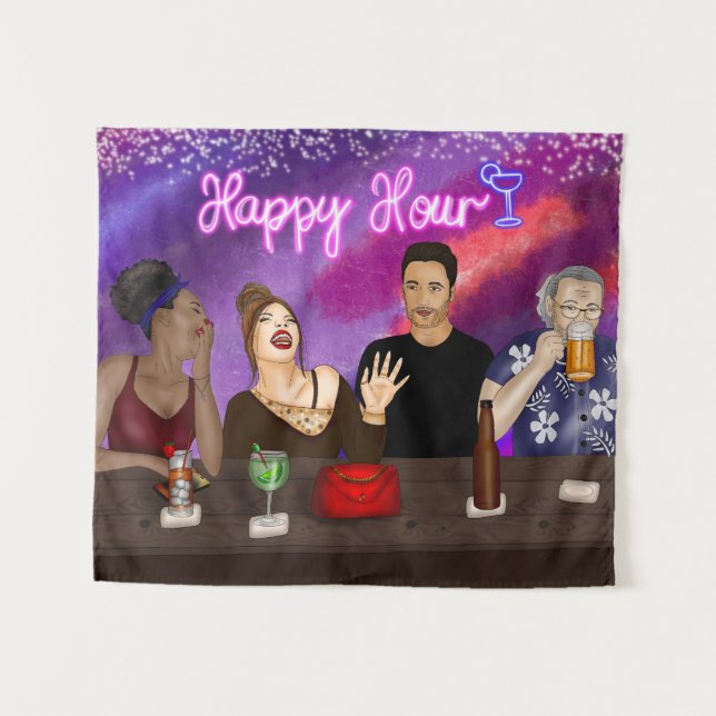 Happy Hour | Digitale Kunst Wandteppich (Vorderseite (Horizontal))