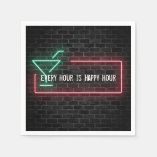 Happy Hour glühendes Neonzeichen Serviette