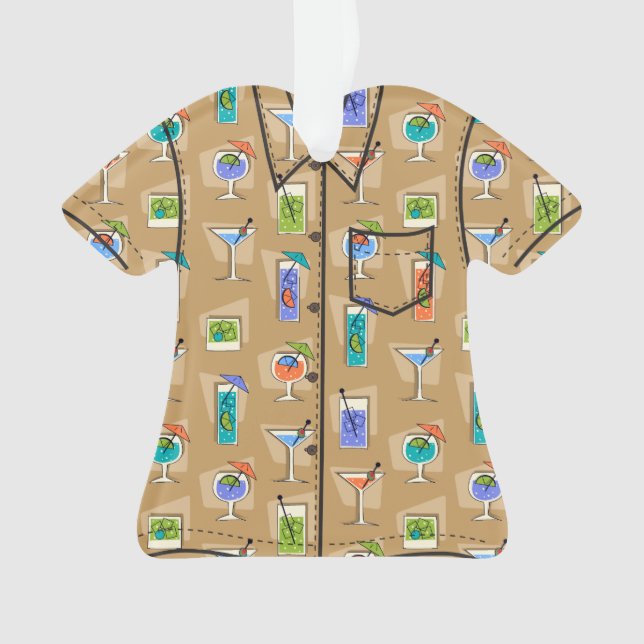Happy Hour Hawaiian Tropical Drink Aloha Shirt Ornament (Vorderseite)