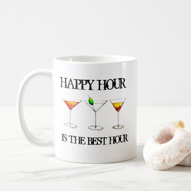 Happy Hour ist der beste Stunden-Drink-Cocktail Kaffeetasse (Mit Donut)